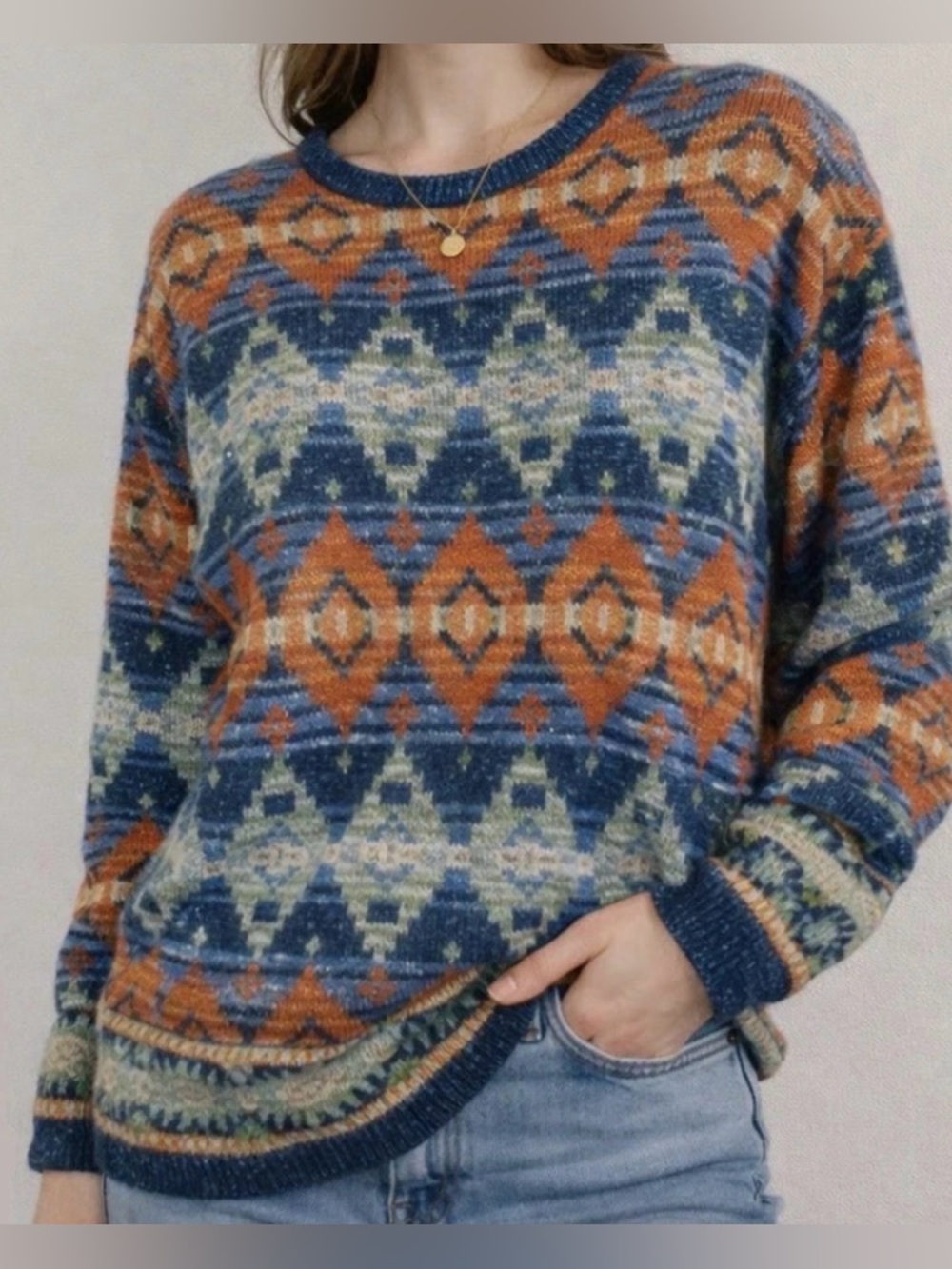 Ralph Lauren Denim & Supply Cotton Knit Southwestern Navajo Print Sweater XS